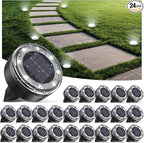 Mini Solar Ground Lights, 24 Pack Solar Lights Outdoor Waterproof, Upgraded LED Flat Landscape Lighting for Outside Pathway Garden Patio Yard Driveway,Cold White