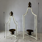 Large Tall Shabby Chic Lanterns Decorative Indoor Outdoor, Outside Gifts Front Porch Patio Vintage Metal Candle Holders, Fireplace Table Floor Farmhouse Rustic Decor Set of 2