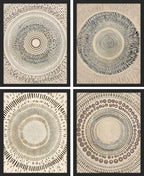 SIGNWIN Framed Art Beige Abstract Geometric Circle Stroke Minimalist Folk Boho Mid-Century Inspired Digital Print Decorative Zen Bedroom Relax Multicolor - 12"x16"x4 Black