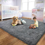 Soft Plush Shag Rug 5x7, Ultra Fluffy Rug for Living Room Bedroom, Non-Slip Fuzzy Large Area Rug for Living Room, Carpet for Girl Boy Kids, Modern Indoor Home Decor Aesthetic, Dark Grey