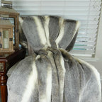 Tissavel Chinchilla Faux Fur Throw Blanket & Bedspread - Chinchilla Faux Fur - Gray Ivory Chinchilla Fur Throw - Luxury Soft Fur, Handmade in US, 16444