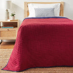 Martex Reversible Coverlet – Twin Bed Quilt – Lightweight Twin Size Bedding – Durable Quilts for Bed – Soft - Easy Care Bedding – Red/Navy