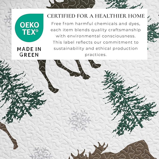 Great Bay Home Lodge Bedspread King Size Quilt with 2 Shams. Cabin 3-Piece Reversible All Season Quilt Set. Rustic Quilt Coverlet Bed Set. Wilderness Collection (Moose - Chocolate)