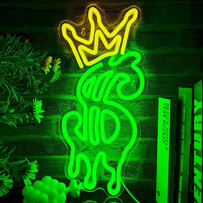 Money Neon Sign, Crown Dollar Neon Signs for Shop Store Wall Decor, USB Powered Adjustable Brightness Dollar LED Neon Light Sign for Man Cave Game Room Bar Pub Party Decor