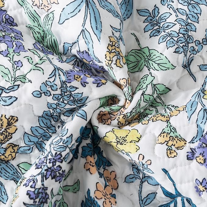 Travan 3-Piece Quilt Set Quilted Bedspread Lightweight Coverlet Set Garden Style Floral Printed Oversized Quilted Bedding Set for All Season, Secret Garden, King Size