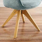 Art Leon Desk Chair No Wheels - Mid Century Modern Office Chair, Swivel Accent Chair with Oak Wood Legs, Fabric Upholstered Arm Chair, Light Blue