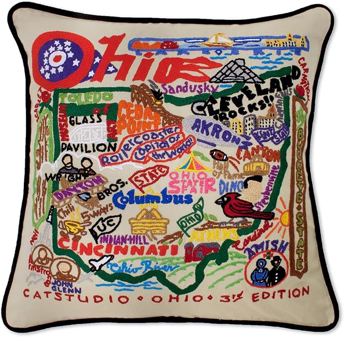 Catstudio Ohio Embroidered Decorative Throw Pillow
