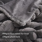 Amélie Home Faux Fur Throw Blanket for Couch, Cozy Fuzzy Fluffy Fur Luxurious Soft Striped Plush Gift Blankets for Family Sofa Chair Bed Living Room Bedroom, 60"x80", Charcoal Grey