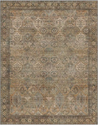 GENIMO 6x9 Area Rugs for Living Room, Machine Washable Non Slip Vintage Rugs, Low Pile Lightweight Chenille Print Rug for Bedroom, Dining Room, Home Office, Warm Taupe