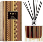 NEST New York Reed Diffuser, Hearth - 5.9 fl oz - Fragrance for Up to 90 Days - Reusable, Refillable Glass Holder - Includes 8 All-Natural Reed Sticks - Flame Free