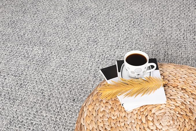 CAMILSON Easy Jute Rug 2x3, Indoor Outdoor Gray Color Farmhouse Area Rugs for Living Room and Kitchen Rug, Solid Boho Woven Design, Easy-Cleaning, Washable Outside Carpet Alfombras (2 x 3)