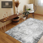 5' x 7' Washable Area Rug - Low Pile Soft Vintage Indoor Rug for Living, Dining or Bedroom - Lightweight Carpet with Non-Slip Backing - Foldable for Easy Placement, Grey