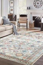 Keen Home Design 9x12 Rug - Machine Washable Area Rug with Non-Slip Backing, Ideal for Living Room, Dining Room, Bedroom - Vintage, Easy Clean, Durable, Low Pile Rug - (9' x 12')