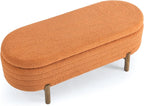 Furniliving 46” Storage Benches, End of Bed Bench with Button-Tufted Large Upholstered Storage Ottoman Teddy Window Bench with Storage Shoe Cabinet Bench, for Bedroom, Entryway, Closet, Orange