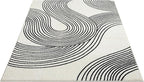 Abani Nuevo Beige Black Swirls Modern Area Rug 8' x 10' for Living Room, Bedroom - Abstract Design - Durable & Easy to Clean