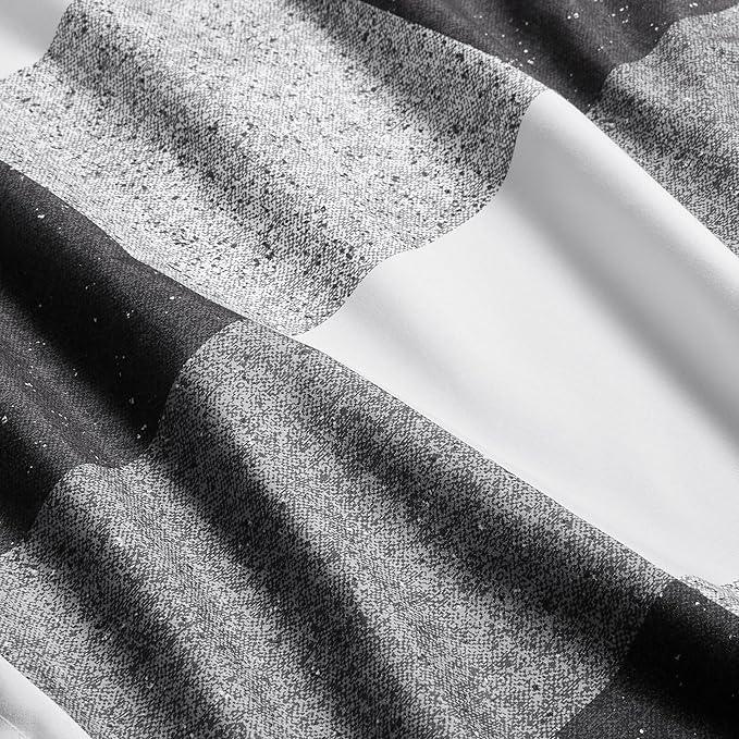 Amazon Basics Lightweight Microfiber Comforter Sets, 3-Pieces, Black/White, Checkerboard, King