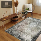 8' x 10' Washable Area Rug - Low Pile Soft Vintage Indoor Rug for Living, Dining or Bedroom - Lightweight Carpet with Non-Slip Backing - Foldable for Easy Placement, Blackish