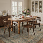 GENIMO 6x9 Area Rugs for Living Room, Machine Washable Non Slip Vintage Rugs, Low Pile Lightweight Chenille Print Rug for Bedroom, Dining Room, Home Office, Warm Taupe