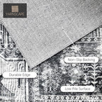 Vintage 2'6'' x 8' Washable Area Rug - Stylish Indoor Rug for Living, Dining or Bedroom - Lightweight Carpet with Non-Slip Backing - Foldable for Easy Placement and Maintenance - Grey