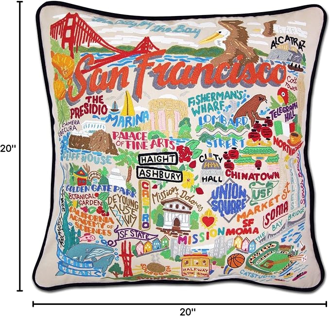 Catstudio San Francisco City Embroidered Decorative Throw Pillow
