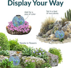 Sunnydaze Azul Terra 10" Crackled Glass Garden Gazing Globe with LED Solar Light - Set of 2
