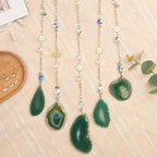 Green Agate Gemstone Large Moon Dream Catcher Chakra Tree of Life Dream Catcher with Aventurine Handmade Dreamcatcher Suncatcher Wall Decor for Adults Boys Girls Bedroom Garden Bless Gift