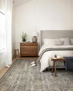 Loloi Layla Collection LAY-13 Antique/Moss 5'-0" x 7'-6" .13" Thick Area Rug, Soft, Durable, Vintage Inspired, Distressed, Low Pile, Non-Shedding, Easy Clean, Printed, Living Room Rug