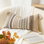 BlissBlush Decorative Lumbar Throw Pillow Cover 14x24 Boho Brown Accent Cushion for Couch Sofa Farmhouse Pillowcase for Bedroom Living Room Home Décor Cover ONLY