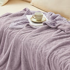 EMME Muslin and Fleece Twin Blanket Reversible - 60"*80" Lavender Soft Warm Throw Blankets for Couch Bed Picnic Travel Bed