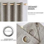MIULEE Linen Texture Curtains for Bedroom Solid 100% Blackout Thermal Insulated Linen Curtains Grommet Room Darkening Drapes for Living Room Nursery 52x63 Inch (2 Panels)