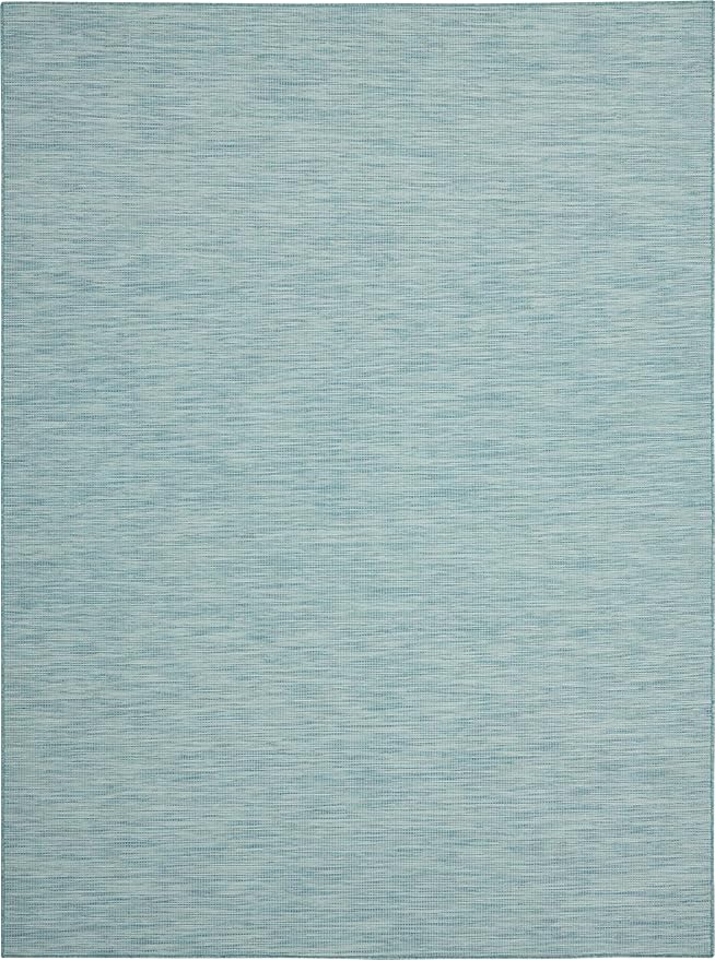 Nourison Positano Indoor-Outdoor Aqua 9' x 12' Area Rug, Easy Cleaning, Non Shedding, Bed Room, Living Room, Dining Room, Backyard, Deck, Patio (9x12)