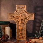 BGCOPPER Jesus Crucifix Wall Cross Handmade Wooden Cross for Wall Decor for Home Room Christmas Gift