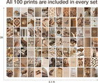Y2K BOO Beige Brown Aesthetic Wall Collage Kit – 100 Modern & Vintage Photos, 4"x6" Semi-Gloss Prints for Teen Girls Dorm Room Decor, Cozy & Warm Everyday Moments, Gift for Birthday & Graduation