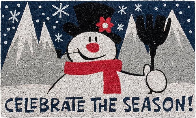 Gertmenian Paramount Frosty Coir Doormat - 2x3 Welcome Mat (2-Pack), Ideal for High Traffic Areas in Front Door, Garage, Entryway - Blue/Celebrate, 80026