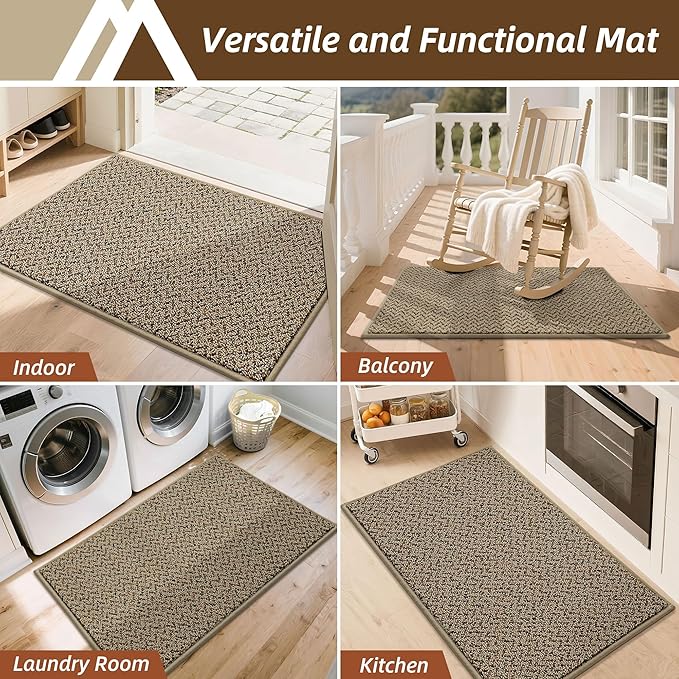 COSY HOMEER-Door-Mat 32"x48" Non Slip Absorbent Entryway Rugs Dirt Trapper Doormats Washable Entrance Mats Low Pile Welcome Floor Mat for Front Back Door and Entry Mats,Taupe