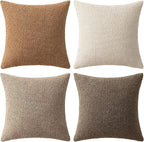 MIULEE Pack of 4 Decorative Textured Boucle Throw Pillow Covers 22x22 Inch Neutral Brown Accent Euro Sham Pillow Cases Couch Cushion Covers Fall Modern Farmhouse Boho Chair Sofa Bed Room Home Decor