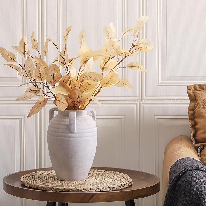 Ceramic Flower Vase Home Decor - 8.7" Farmhouse Flower Vases Rustic Vintage Aesthetic Modern for Table Living Room Kitchen Bedroom Decoration House Desk Decorative Accessories Gift (Rustic)