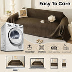 Waterproof One-Piece Couch Cover, Stain Resistant, Sofa Seat Slicovers Washable, Thick Chenille Fabric, Sofa Covers for 3 Cushion Couch for Dogs Pets(Khaki, 71"x150")