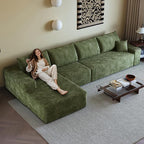 108" Sectional Couches for Living Room Modern Modular Sofa with L-Shape Couchs Upholstered Boneless Couch Deep Seat Sectional Couch with Chaise (Green, Left Facing Chaise+3Seaters)