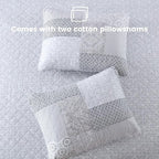 Secgo Queen Comforter Set for Bed - 100% Cotton Quilts Queen Size, Black Bedspreads (90 * 98 Inch) with 2 Pillow Shams, Patchwork Reversible Lightweight Bedding