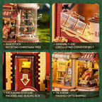 ROKR 3D Puzzle for Adults Christmas Style Dream Gift Factory Wooden Model Kit Luminous Factory DIY Dollhouse Kit Building with Music, Lights and 5 Elves for Adults