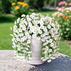 Artificial Faux Hanging Flowers Plants for Outdoor Decor,2 PCS Fake Silk Morning Glory with Eucalyptus UV Resistant Realistic Trailing Vines for Wall Home Porch Patio Balcony Yard Indoor Decor,White