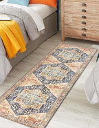 Keen Home Design 2x7 Rug - Machine Washable Runner Rug with Non-Slip Backing, Ideal for Hallway, Entryway, Kitchen, Laundry Room - Vintage, Easy Clean, Durable, Low Pile Rug - (2'6" x 7')