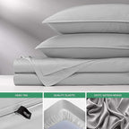 Queen Sheets by Pure Bamboo, Genuine 100% Organic Viscose Derived from Bamboo Bed Sheet Set, Luxuriously Soft & Cooling, Double Stitching, Lifetime Quality Promise (Queen, Silver Pearl)