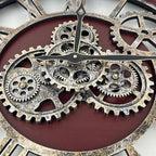 The B-Style Large Wall Clock 24 inch Moving Gear Wall Clock Oversized Vintage Farmhouse Wall Clocks for Living Room Decor Rustic Industrial Wood Clock (Walunt Wood and Bronze)