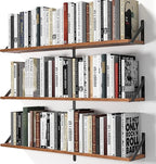 Heimlove Floating Shelves for Wall, 36 Inch Long Wood Floating Bookshelf Set of 3, Wall Mounted Hanging Shelf for Bathroom Bedroom Kitchen, Rustic Brown