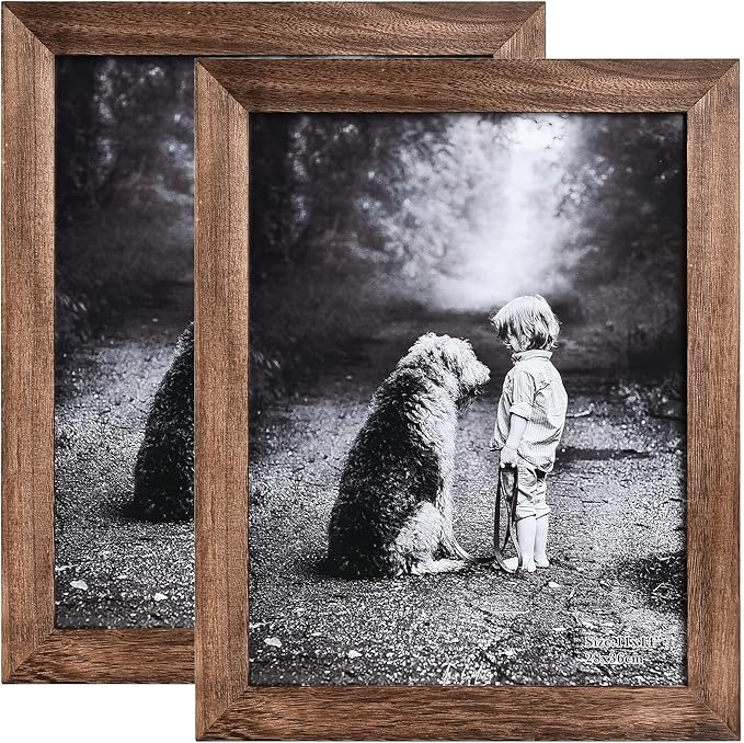 Yaetm-11x14 Picture Frame, Natural Solid Wood Photo Frame Display for Wall Mounting, High Definition Glass Carbonized Black(2 Pack)
