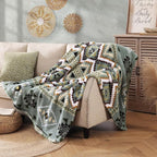 CASAAGUSTO Boho Sherpa Throw Blanket, Aztec Throw Blanket,Ultra Soft, Warm, Cozy, Plush, Thick Fleece Blanket for Couch, Bed, Sofa (Olive Green 50 * 60 Inch)