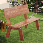 AVAWING Outdoor Convertible Wood Bench with Backrest, Patio Wood Convert a Bench, Space-Saving 2-in-1 Picnic Table Chairs Set for Backyard, Porch, Patio, Garden, Brown