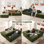 104" Cloud Sectional Couches for Living Room,L Shaped Boneless Couch in A Box,Sleeper Sofa with Comfy Chaise No Assembly Required,Green
